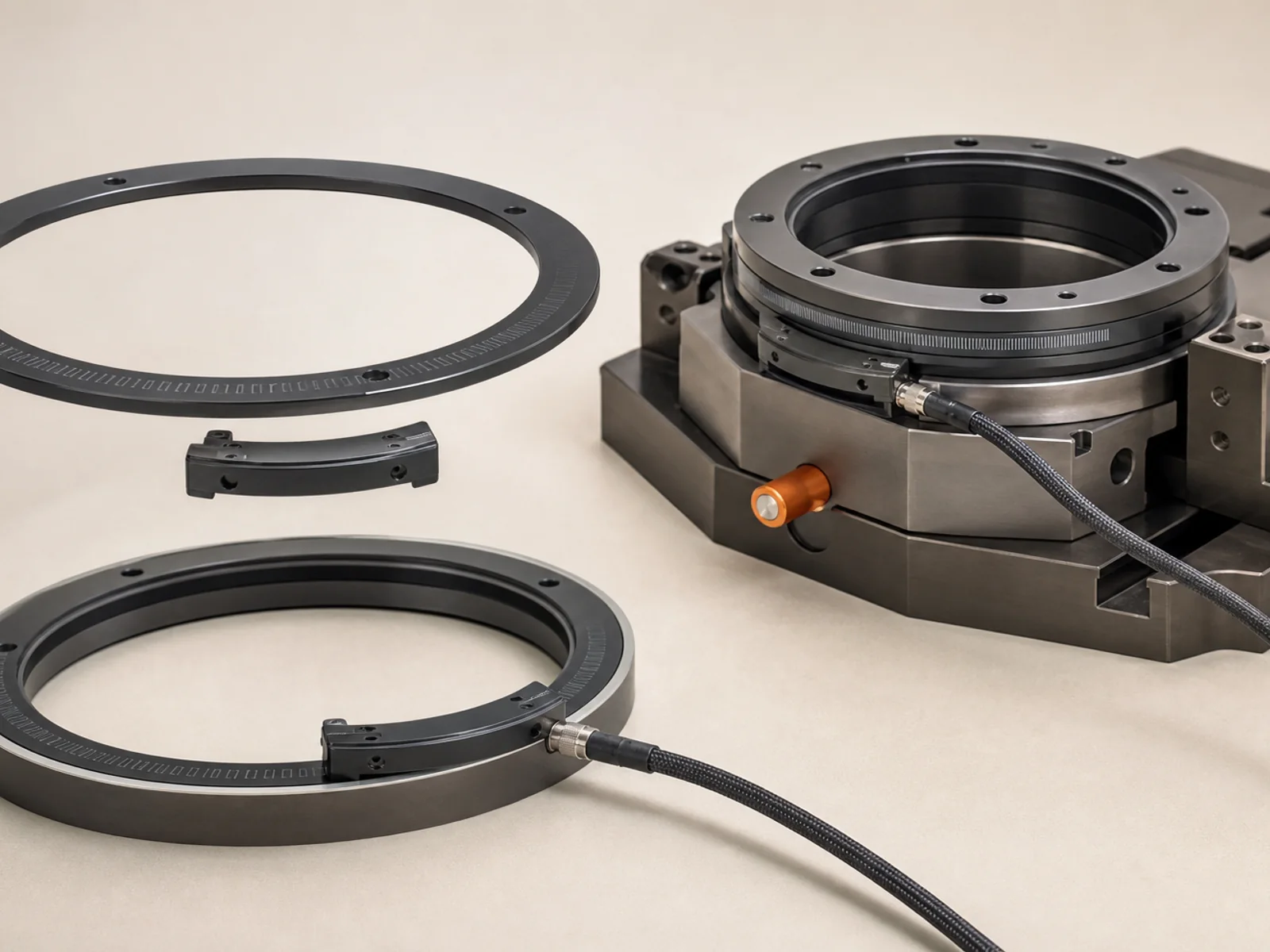 Rendered thin ring encoder and readhead arrangement